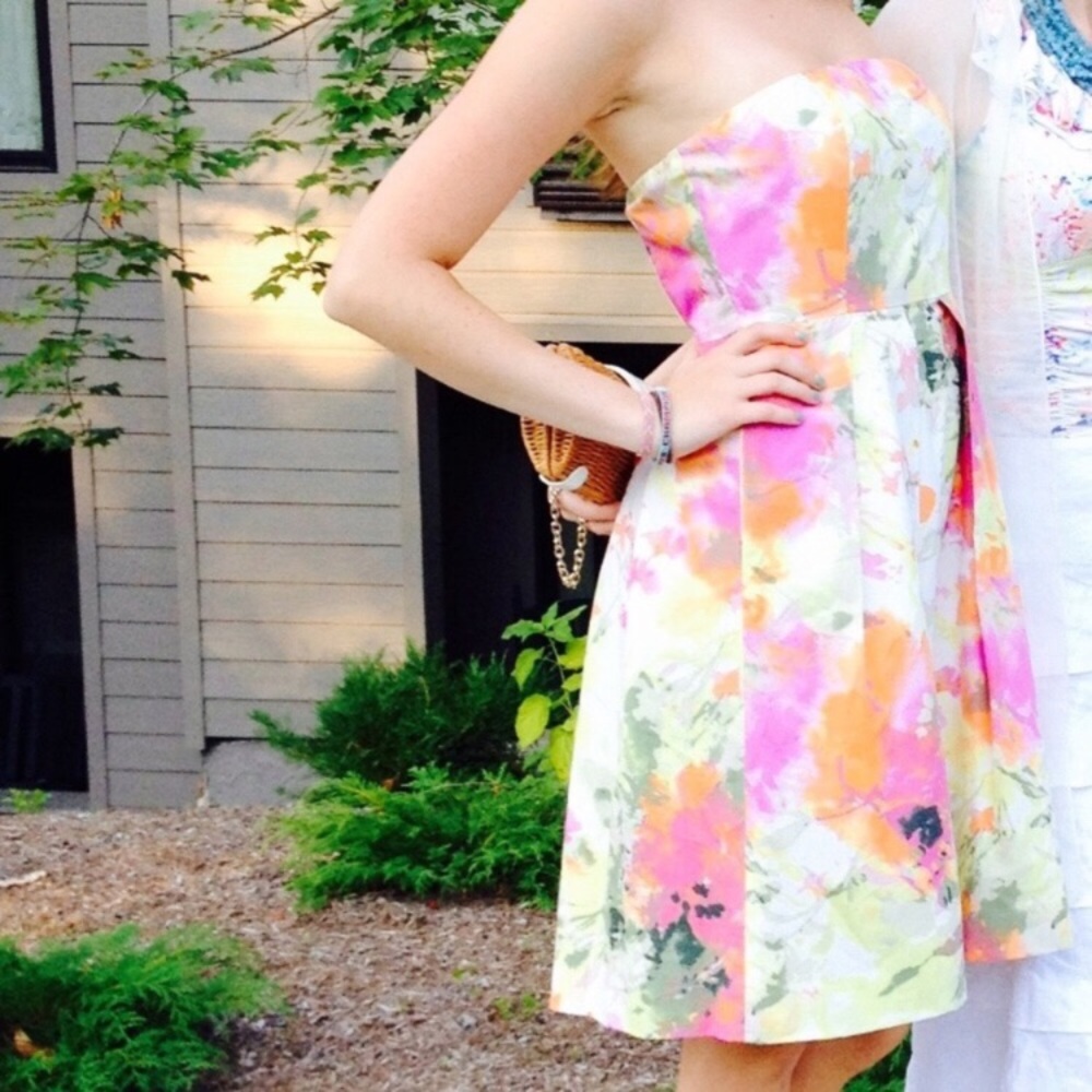 J. Crew Strapless Floral Dress